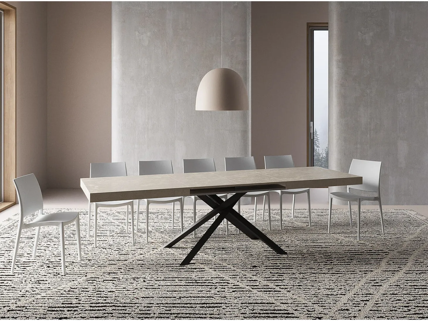 Mesa extensible 180/284x90 cm Karida cachemira patas antracita