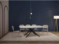 Mesa extensible 200/460x90 cm Karida efecto madera fresno blanco patas antracita