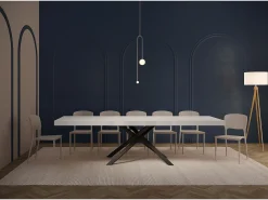 Mesa extensible 180/284x90 cm Karida Premium fresno blanco patas antracita