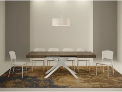 Mesa extensible 120/224x90 cm Karida nogal patas blancas