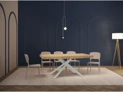 Mesa extensible 160/264x90 cm Karida roble natural patas blancas