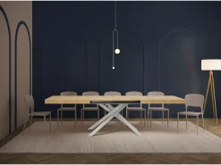 Mesa extensible 160/264x90 cm Karida roble natural patas blancas