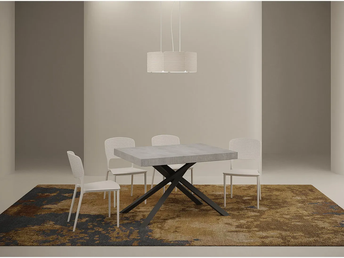 Mesa extensible 120/224x90 cm Karida Premium cemento patas antracita