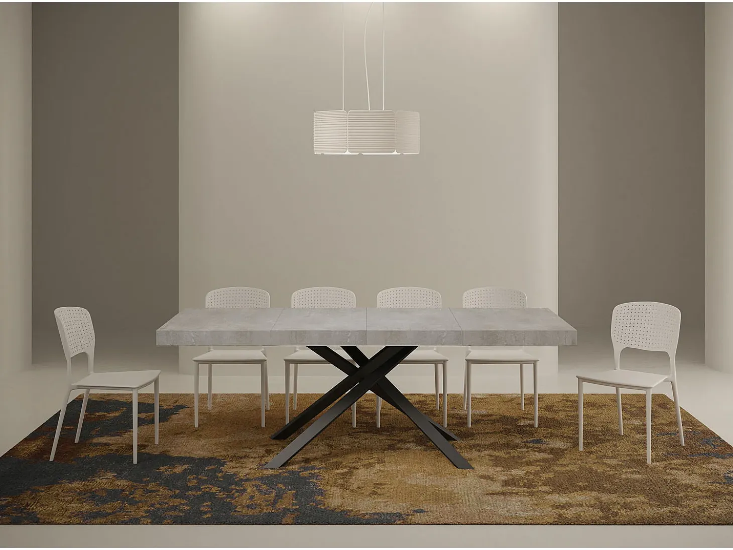 Mesa extensible 120/224x90 cm Karida Premium cemento patas antracita