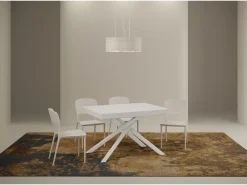 Mesa extensible 120/224x90 cm Karida Premium fresno blanco patas blancas
