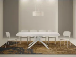 Mesa extensible 120/224x90 cm Karida Premium fresno blanco patas blancas