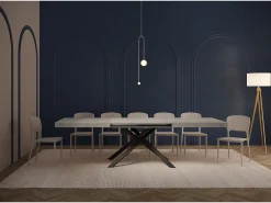 Mesa extensible 200/460x90 cm Karida efecto cemento patas antracita
