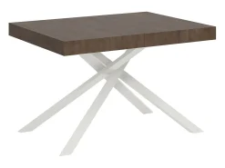 Mesa extensible 120/380x90 cm Karida nogal patas blancas