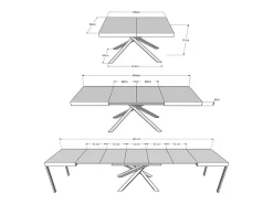 Mesa extensible 140/400x90 cm Karida cachemira patas blancas