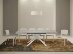 Mesa extensible 120/380x90 cm Karida cemento patas blancas