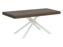 Mesa extensible 120/224x90 cm Karida Premium nogal patas blancas