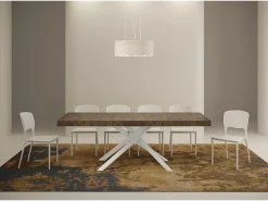 Mesa extensible 120/224x90 cm Karida Premium nogal patas blancas