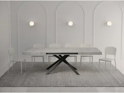 Mesa extensible 140/224x80 cm Karida cemento patas antracita