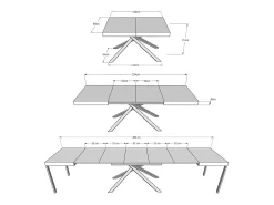 Mesa extensible 120/380x90 cm Karida Evolution roble natural estructura et patas antracita