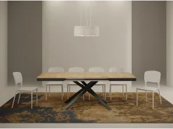Mesa extensible 120/380x90 cm Karida Evolution roble natural estructura et patas antracita