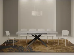 Mesa extensible 120/224x90 cm Karida cemento patas antracita