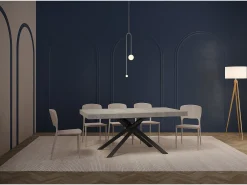 Mesa extensible 200/304x90 cm Karida efecto cemento patas antracita