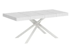 Mesa extensible 140/244x90 cm Karida Premium fresno blanco patas blancas