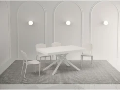 Mesa extensible 140/244x90 cm Karida Premium fresno blanco patas blancas