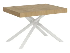 Mesa extensible 120/204x80 cm Karida roble natural patas blancas