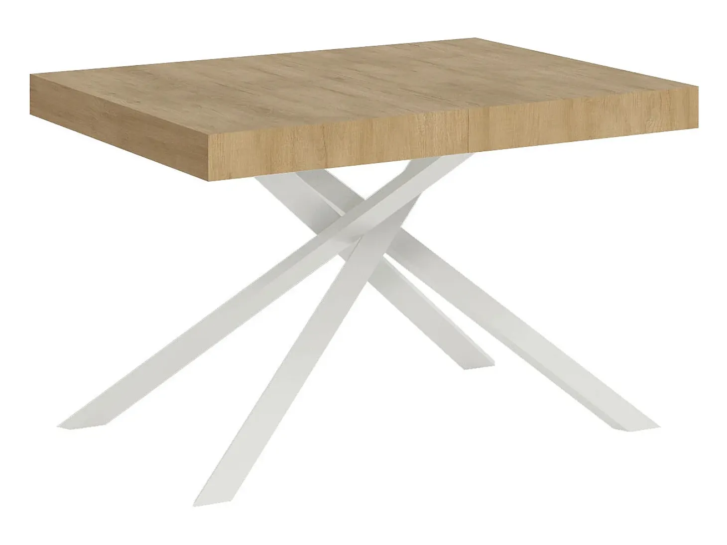Mesa extensible 120/204x80 cm Karida roble natural patas blancas