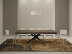 Mesa extensible 120/224x90 cm Karida Evolution nogal estructura et patas antracita