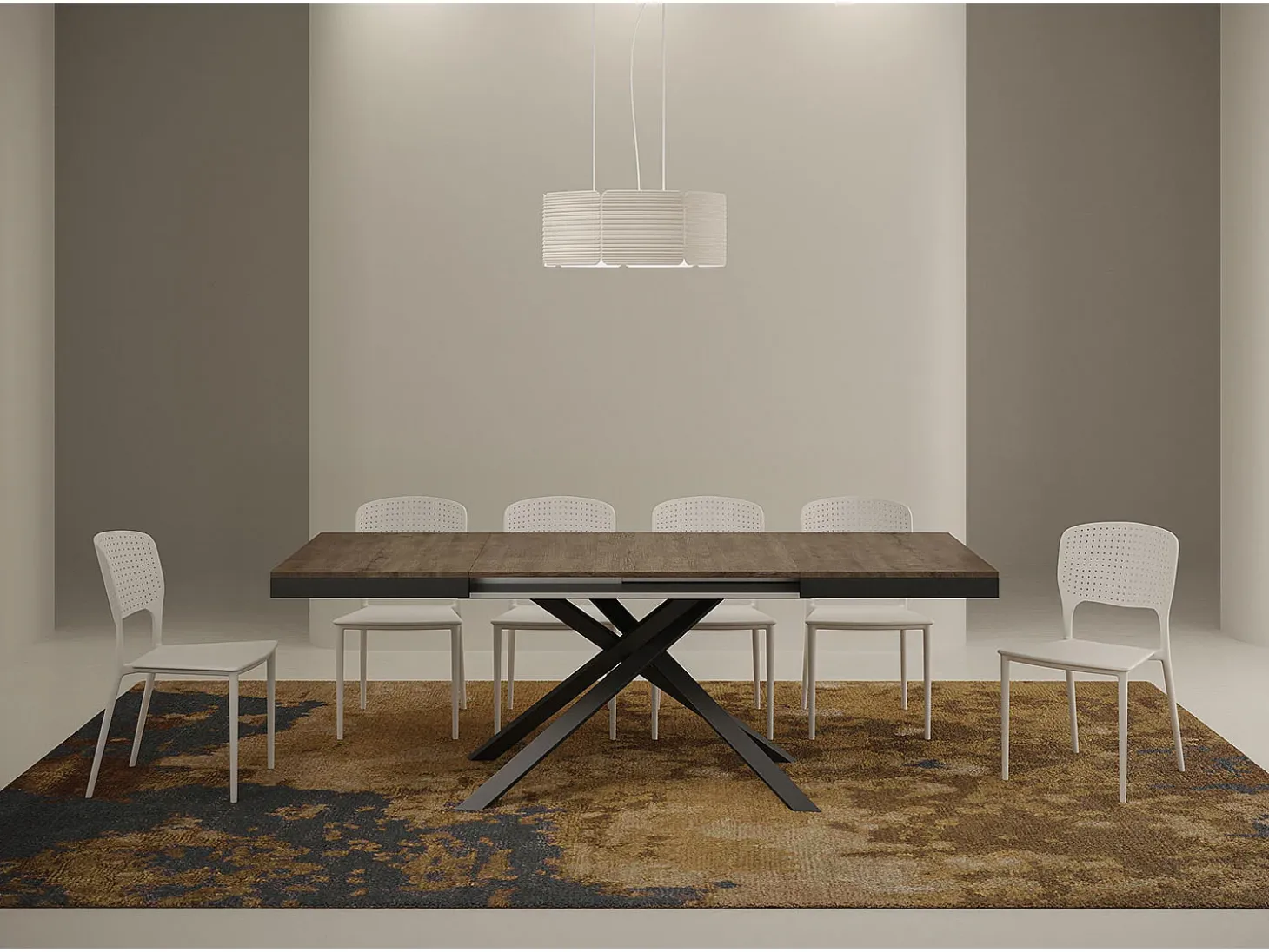 Mesa extensible 120/224x90 cm Karida Evolution nogal estructura et patas antracita