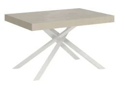 Mesa extensible 120/204x80 cm Karida cachemira patas blancas