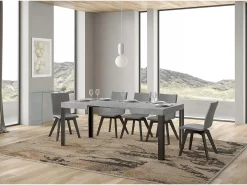 Mesa extensible 70x110/194 cm Linea Cemento estructura Antracita