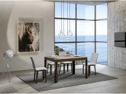 Mesa extensible 90x120/224 cm Linea Nogal estructura Antracita
