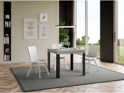 Mesa extensible 90x90/246 cm Linea Cachemira estructura Antracita