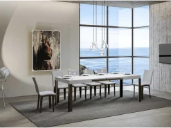 Mesa extensible 90x130/234 cm Linea Fresno Blanco estructura Antracita