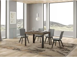 Mesa extensible 70x110/194 cm Linea Nogal estructura Antracita