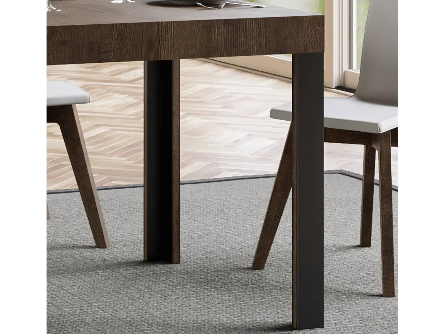 Mesa extensible 90x200/304 cm Linea Nogal estructura Antracita