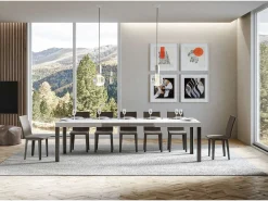 Mesa extensible 90x180/284 cm Linea Fresno Blanco estructura Antracita