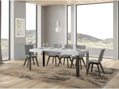 Mesa extensible 80x120/204 cm Linea Fresno Blanco estructura Antracita