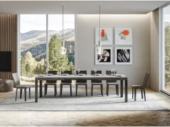 Mesa extensible 90x200/304 cm Linea Cemento estructura Antracita
