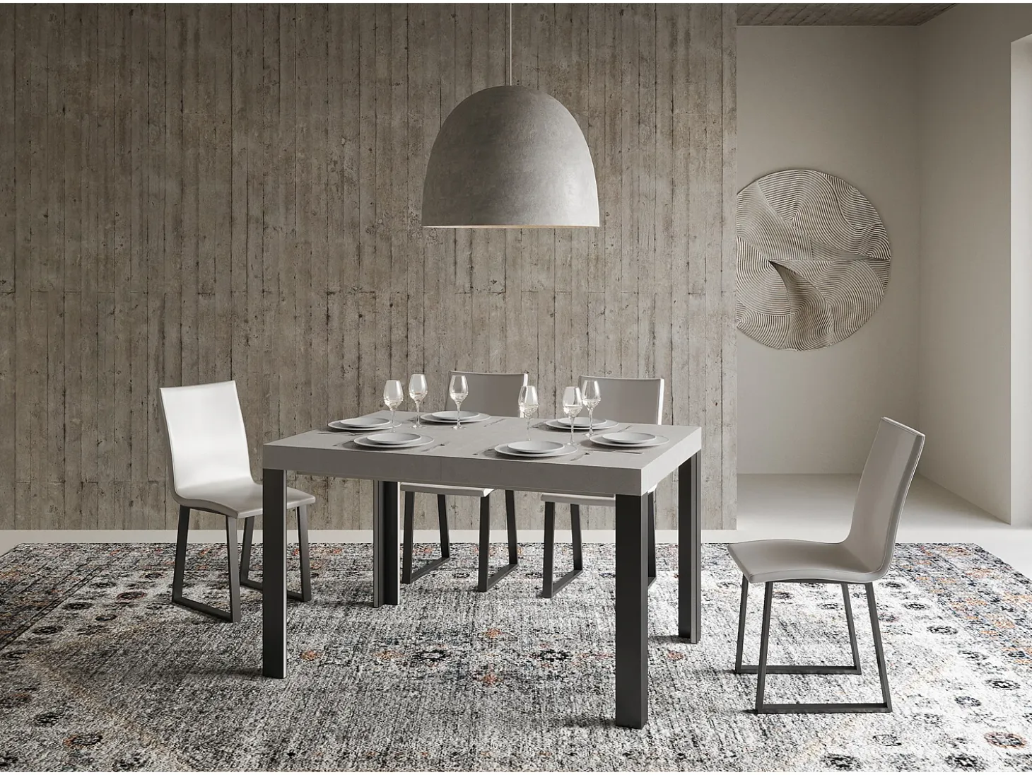 Mesa extensible 80x120/204 cm Linea Cachemira estructura Antracita