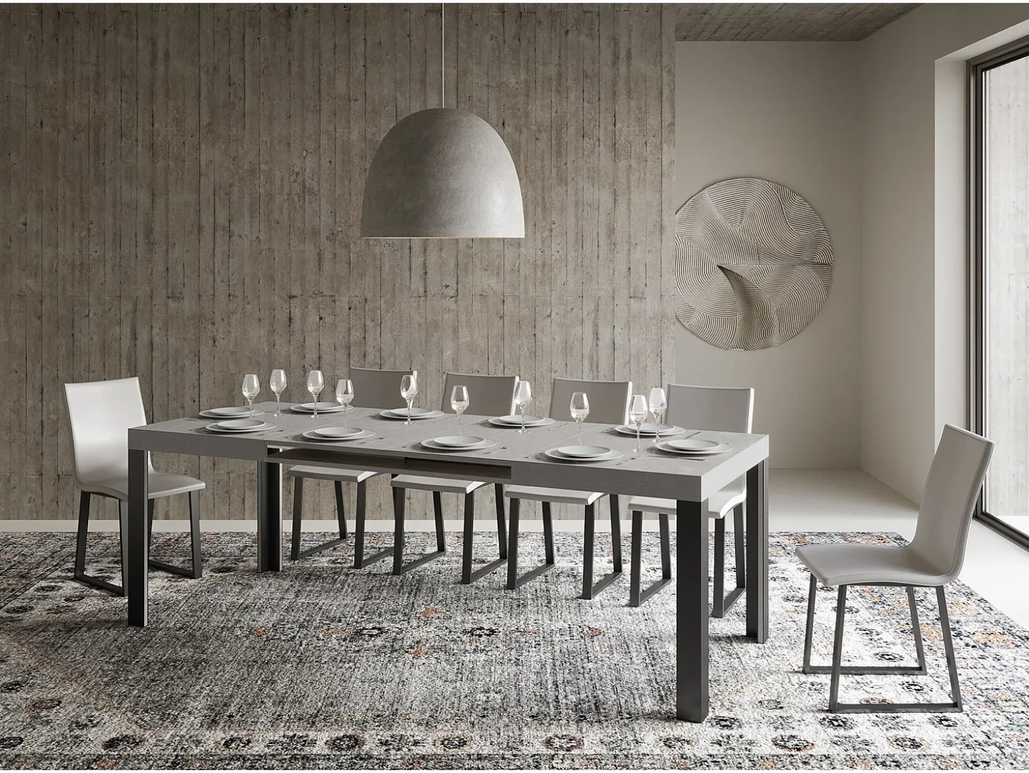 Mesa extensible 80x120/204 cm Linea Cachemira estructura Antracita