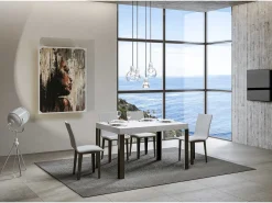 Mesa extensible 80x140/224 cm Linea Fresno Blanco estructura Antracita