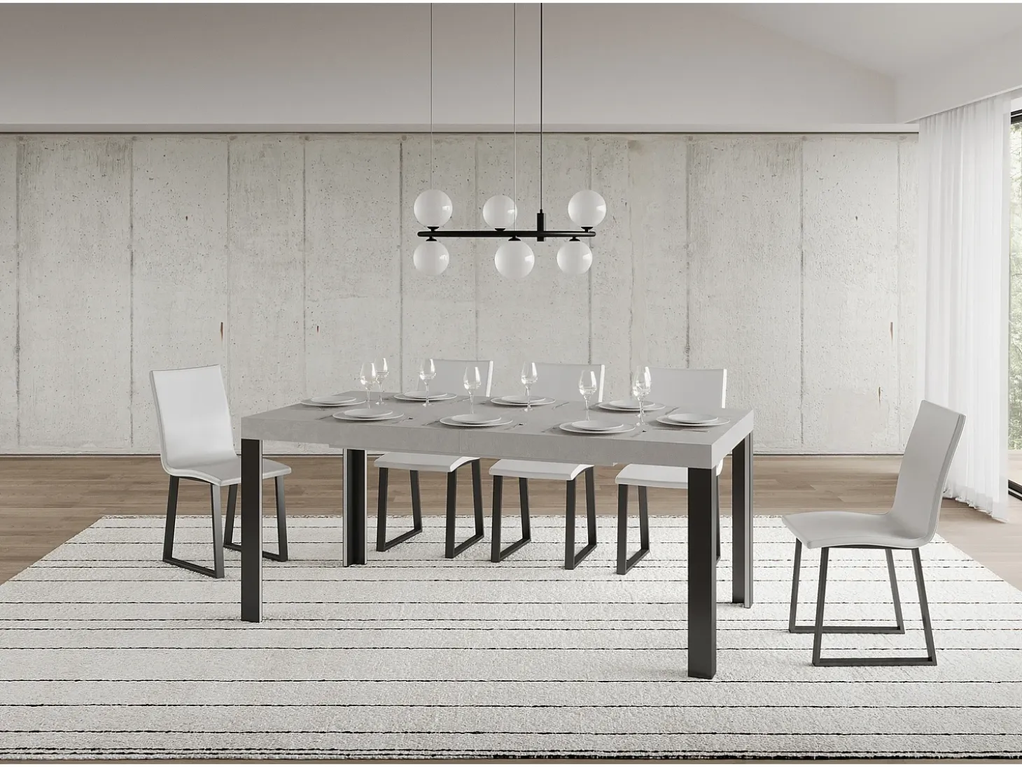 Mesa extensible 80x160/244 cm Linea Cachemira estructura Antracita