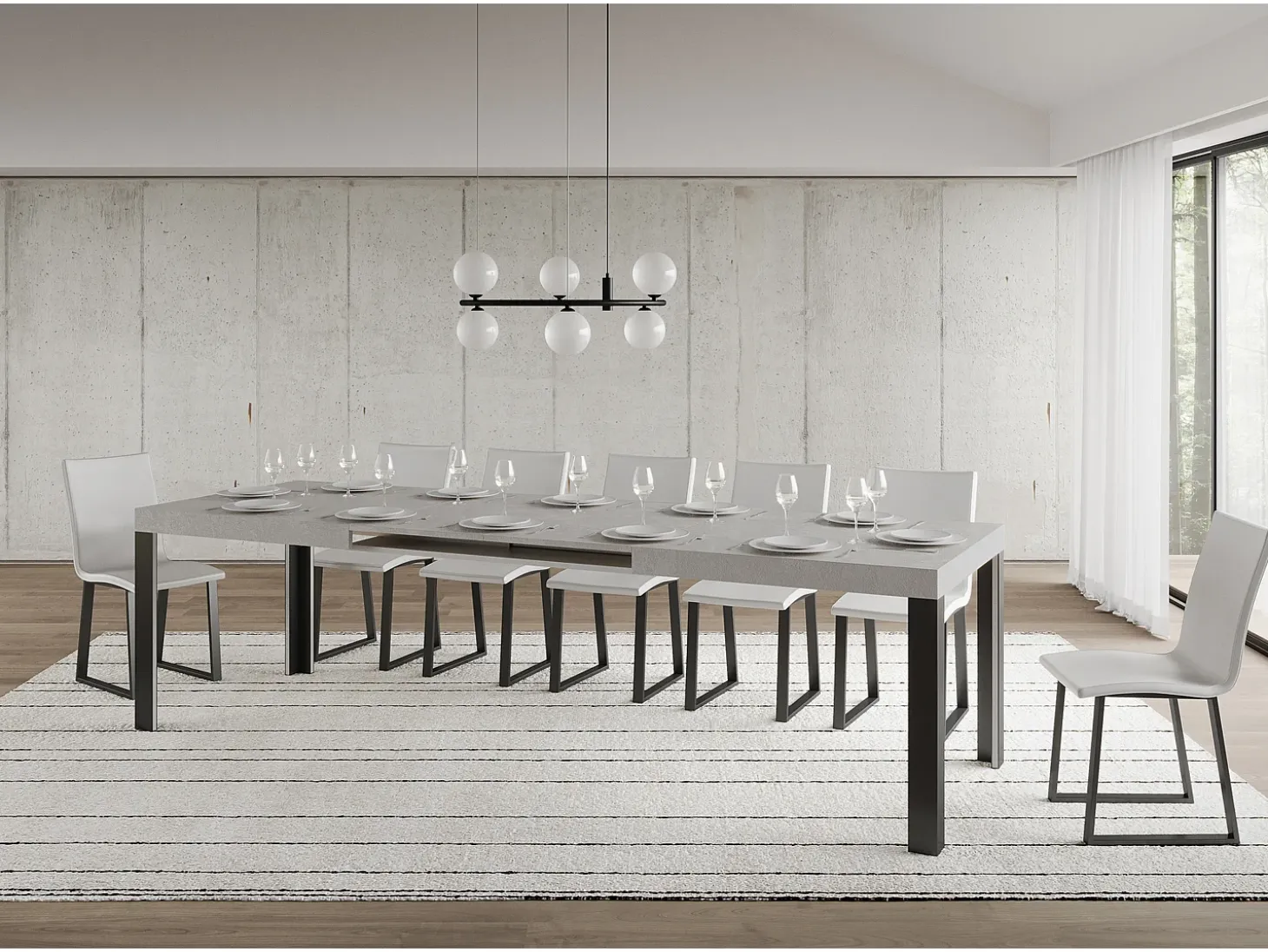 Mesa extensible 80x160/244 cm Linea Cachemira estructura Antracita
