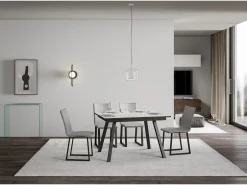 Mesa extensible 90x120/180 cm Mirhi Fresno Blanco estructura Antracita