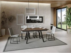 Mesa extensible 90x160/220 cm Mirhi Nogal estructura Antracita