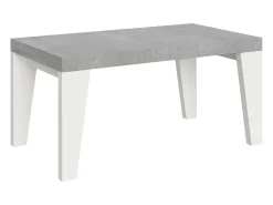Mesa extensible 90x160/420 cm Naxy Mix Tapa Cemento - Patas Fresno Blanco
