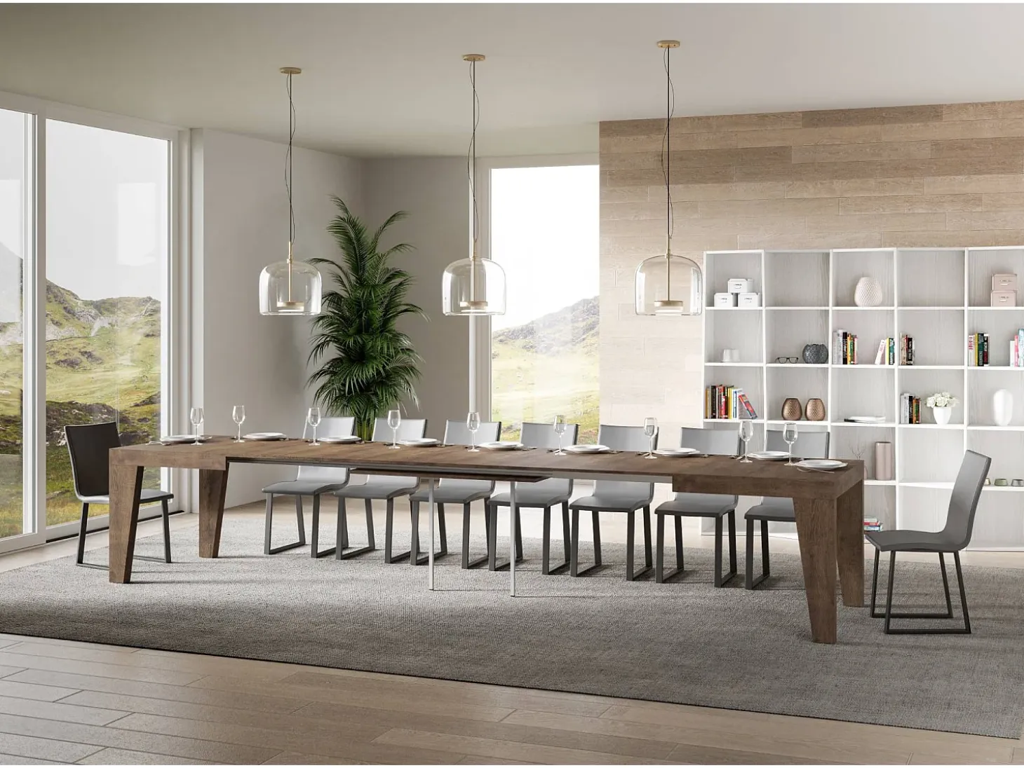 Mesa extensible 180/440x90 cm Naxy nogal