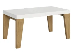 Mesa extensible 90x160/420 cm Naxy Mix Tapa Fresno Blanco - Patas Roble Nature