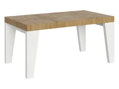Mesa extensible 90x160/420 cm Naxy Mix Tapa Roble Nature - Patas Fresno Blanco