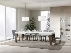Mesa extensible 90x180/284 cm Naxy Mix Tapa fresno blanco - Patas nogal