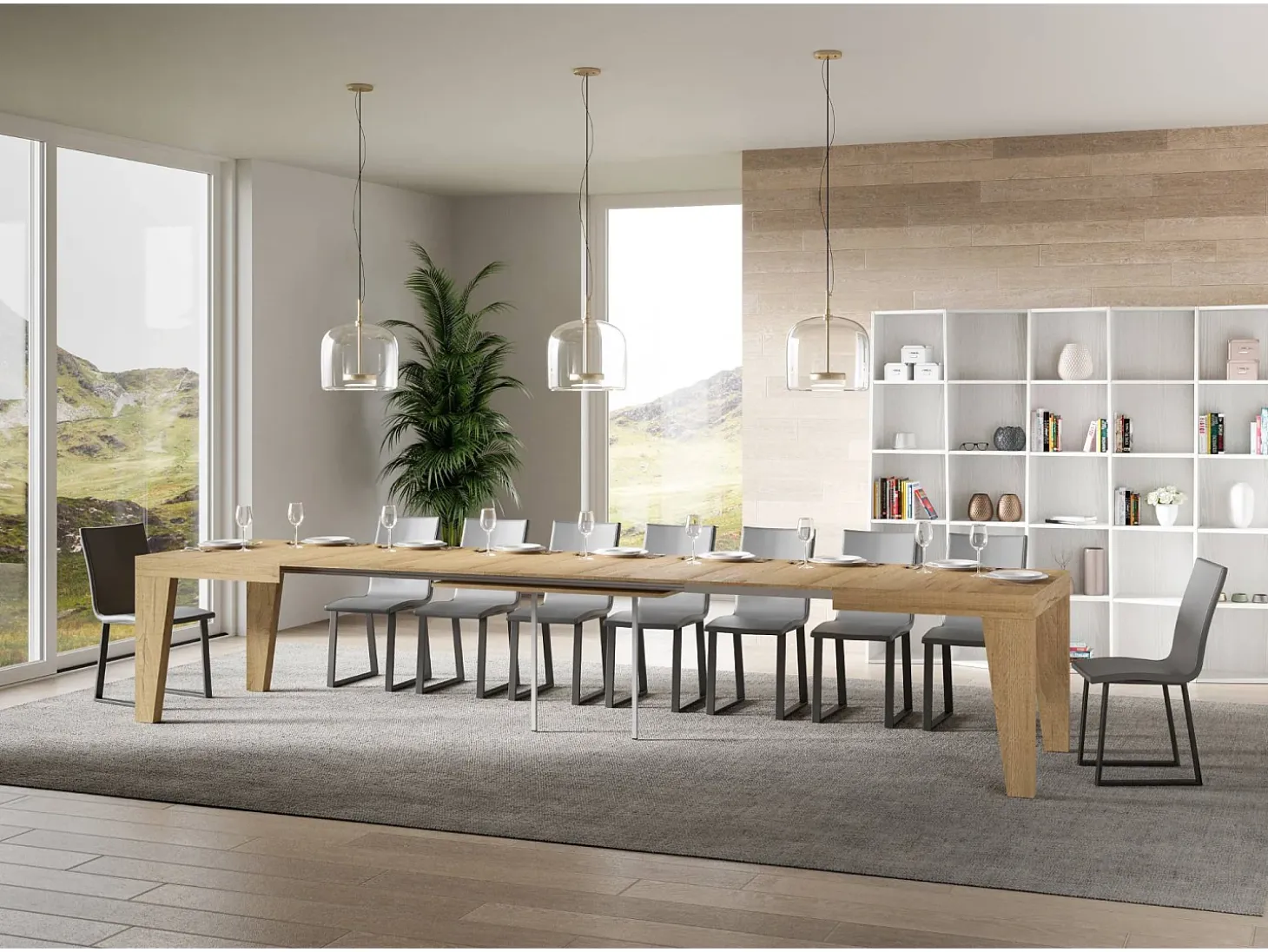 Mesa extensible 140/400x90 cm Naxy roble natural